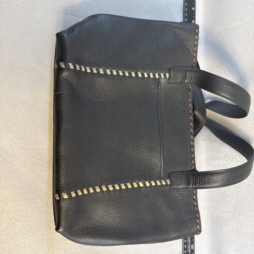Vintage Brighton Purse, Leather, Black, Silver Accents, Tippi Laced Tote